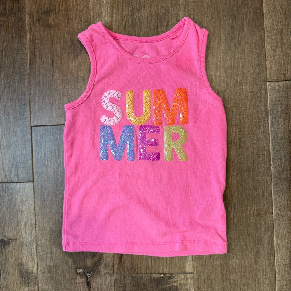 Girls Freestyle Pink Tank Top with Colorful 'SUMMER' Design